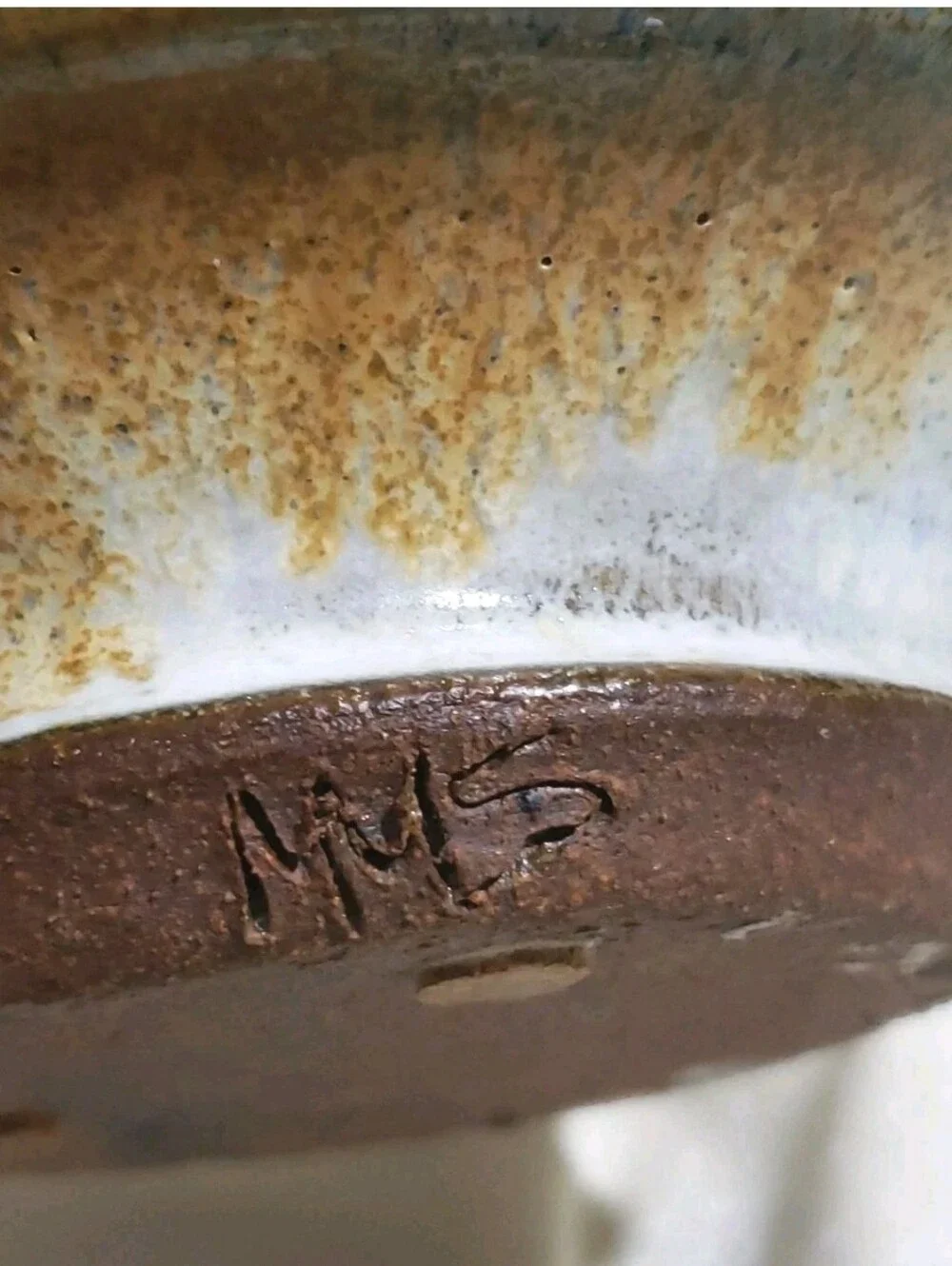 Vtg Mahon Made Stoneware MMS Signed Marked Chamberstick Candle Holder